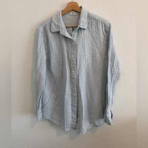 Aritzia Wilfred Free Button Up Gauzy Cotton Light Blue Mediun